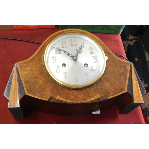 658 - British 1930s Art Deco style Enfield chime clock, single hammer struck gone 14 day mechanism made by... 