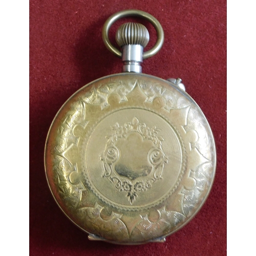 667 - Pocket watch Swiss Superior Railway Timekeeper made in the late 19th century, brass plated body, not... 