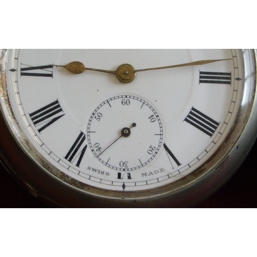 672 - Swiss made Pocket Watches - one in white metal case imported to Britain and sold by John White of Te... 