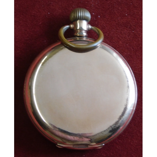 674 - Swiss gold plated lever hunter pocket watch, 15 jewel movement, hinged cuvette, within a plain Star ... 