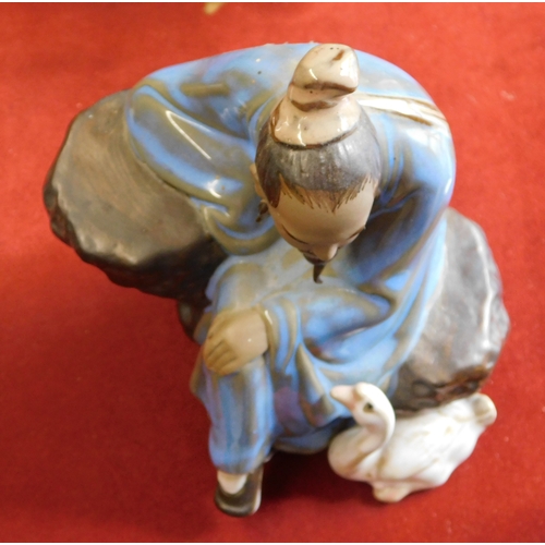 691 - Chinese Mudman Figurines (6) Shiwan Glossy Clay Art Fisherman Figures in good condition, also one ot... 