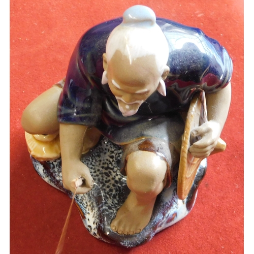 691 - Chinese Mudman Figurines (6) Shiwan Glossy Clay Art Fisherman Figures in good condition, also one ot... 