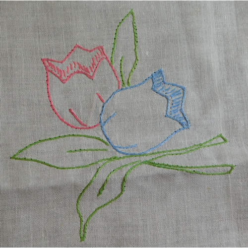 741 - Hand Embroided table cloth collection, a good selection many with floral designs. Needs cleaning as ... 