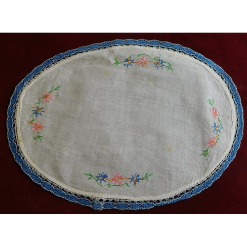 741 - Hand Embroided table cloth collection, a good selection many with floral designs. Needs cleaning as ... 