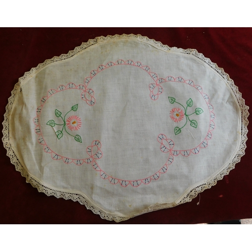 741 - Hand Embroided table cloth collection, a good selection many with floral designs. Needs cleaning as ... 