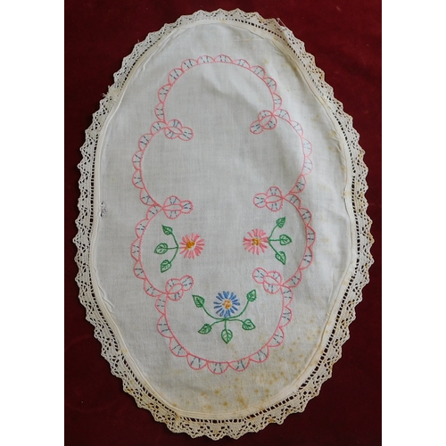 741 - Hand Embroided table cloth collection, a good selection many with floral designs. Needs cleaning as ... 