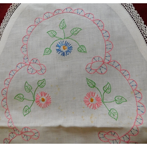 741 - Hand Embroided table cloth collection, a good selection many with floral designs. Needs cleaning as ... 