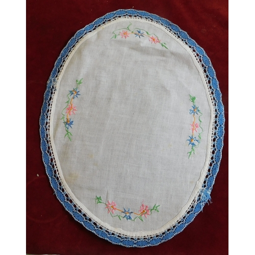 741 - Hand Embroided table cloth collection, a good selection many with floral designs. Needs cleaning as ... 