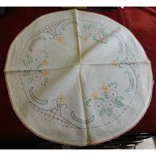 741 - Hand Embroided table cloth collection, a good selection many with floral designs. Needs cleaning as ... 