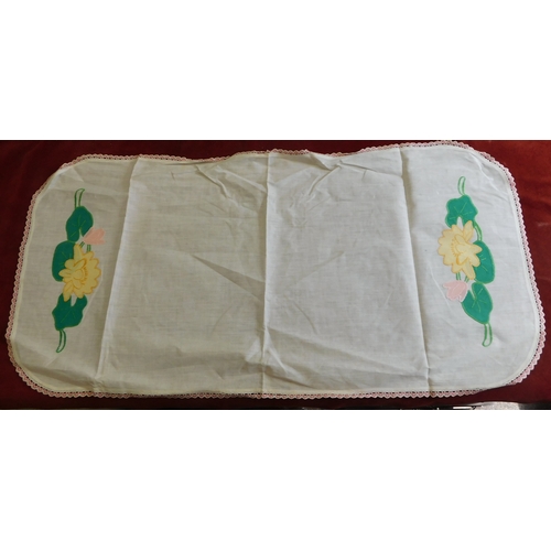 741 - Hand Embroided table cloth collection, a good selection many with floral designs. Needs cleaning as ... 