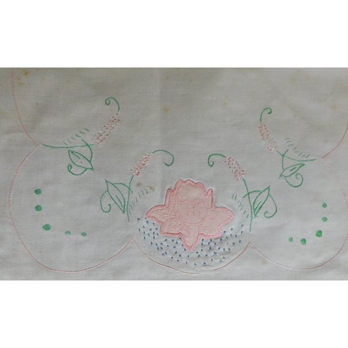 741 - Hand Embroided table cloth collection, a good selection many with floral designs. Needs cleaning as ... 