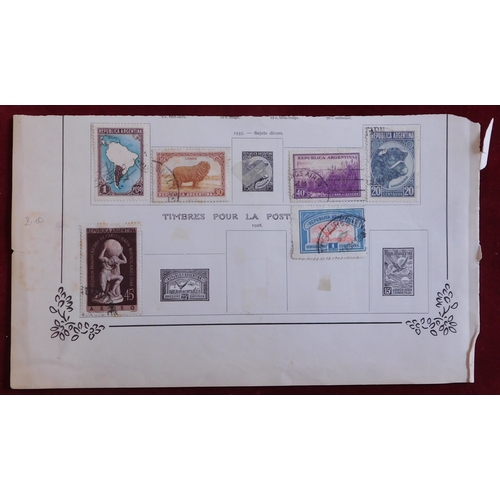 1074 - Argentina 1884-1985 large number of old album pages and sheets of paper with m/m and used (100's), s... 