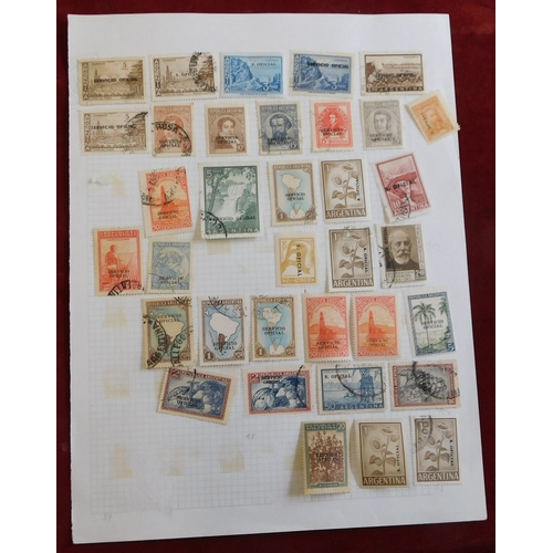 1075 - Argentina 1901-1955 officials m/m and used on three album pages and loose in packet, plus group of u... 