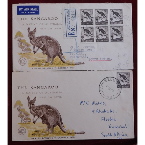 1079 - Australia 1959-60 4x illustrated FDCs. 1) Unaddressed cancelled Port Macquarie N.S.W., on SG 316. 2)... 