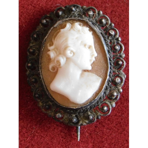 509 - Cameo brooches, two good looking small cameo brooches with silver mounts