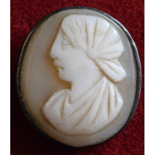 509 - Cameo brooches, two good looking small cameo brooches with silver mounts