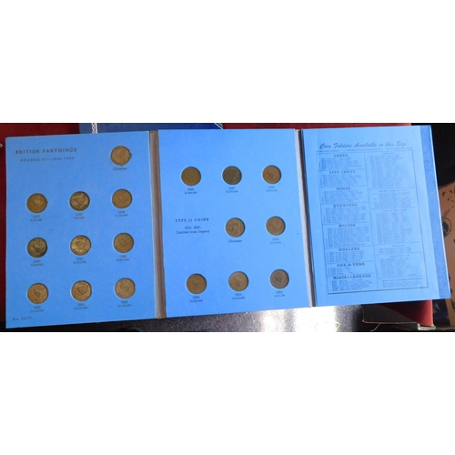 522 - A small collection in Whitman blue folders, 3d silver, Farthings, Victoria to KGV, also Victoria 1ds... 