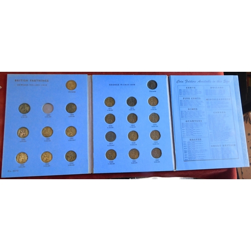 522 - A small collection in Whitman blue folders, 3d silver, Farthings, Victoria to KGV, also Victoria 1ds... 