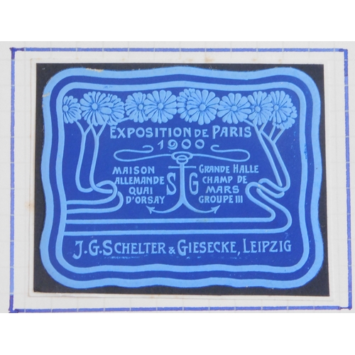 1110 - France 1900 Paris Exposition 1900 picture post card with exhibitor's label and 3x m/m Cinderella sta... 