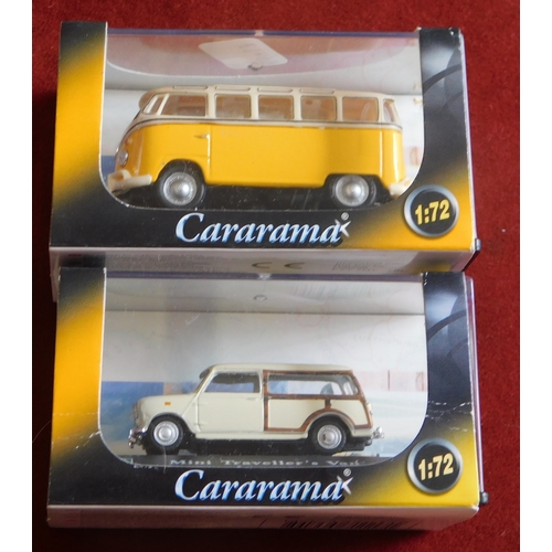 25 - Hongwell Cararama Mini Travellers Van and VW Bus Samba. Mint in box.