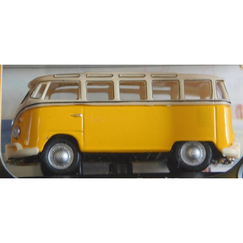 25 - Hongwell Cararama Mini Travellers Van and VW Bus Samba. Mint in box.