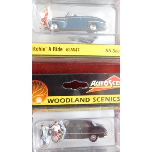 47 - Autoscenes Woodland Scenics 1:87 HO Scale models (4)