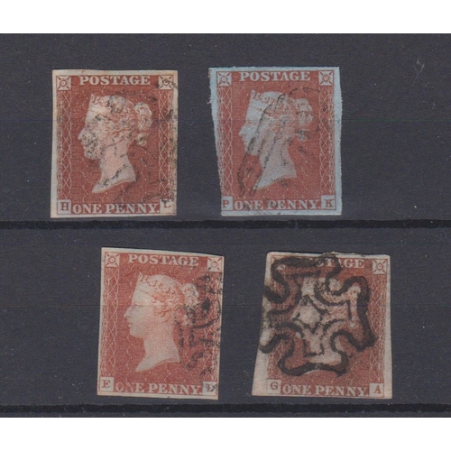 1045 - Great Britain 1841 SG 8 used 1d red-brown, SG 8a used 1d blue paper, SG 9 1d pale red-brown and SG 1... 