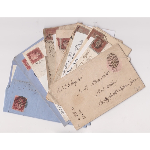 1048 - Great Britain 1845-1865 postal history - a group of (10) envelopes EL and wrappers posted within UK,... 