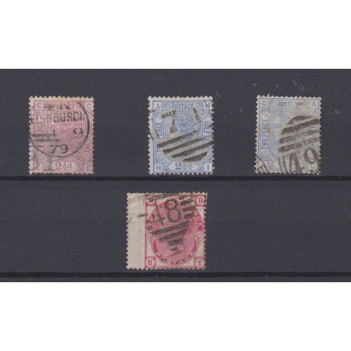 1053 - Great Britain 1873-80 SG 141 used 2.1/2d rosy mauve plate 14, SG 142 used 2.1/2d blue x2 plate 17 an... 