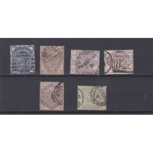 1058 - Great Britain 1883 SG 187-191 used, SG 194 used. Cat value £495