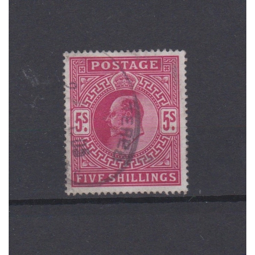 1064 - Great Britain 1902-10 Edward VII SG 264 fine used 5/- deep bright carmine. Cat value £220