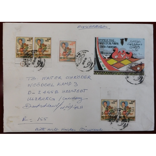 1148 - Iraq 1997-98 2x Philatelic covers posted to Germany, one airmail Baghdad to Wiesbaden, one registere... 