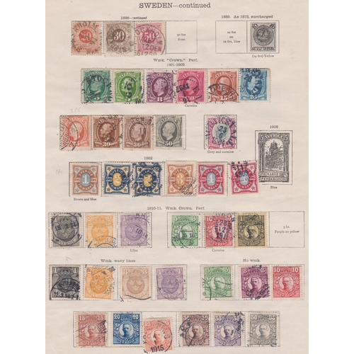 1297 - Sweden 1855-1911 collection of m/m and used on three pages, includes officials with shades and perf ... 