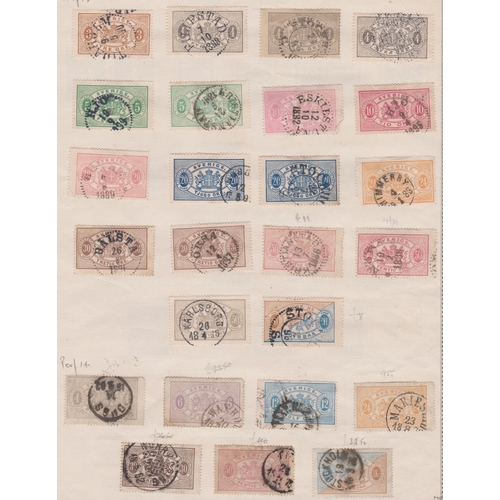 1297 - Sweden 1855-1911 collection of m/m and used on three pages, includes officials with shades and perf ... 