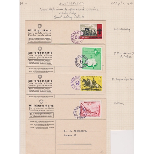 1306 - Switzerland 1939 Swiss military unit Cinderella stamps used by units in addition to postage. Issued ... 