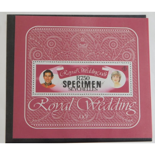 1201 - St Vincent 1981 Royal Wedding $5 sheet SG RW3 var overprinted Specimen MNH-Seychelles 1981 Royal w... 