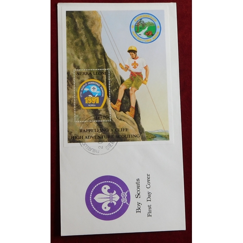 1234 - Scouting Worldwide 1985-1992 group of (12) unaddressed Boy Scouts FDCs with not postally issued or s... 