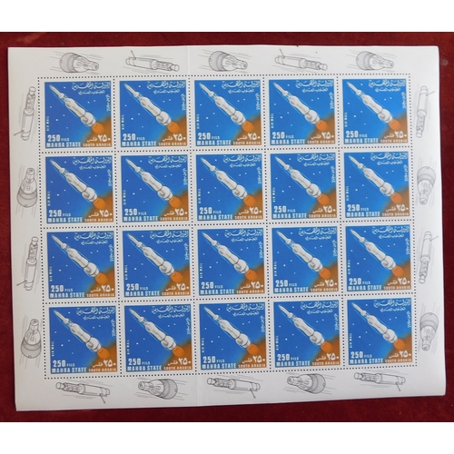 1242 - South Arabia (Mahar State) - 1967 Space Rockets set Mi No. 58-66 (10f-300f) u/m mint sets in sheetle... 