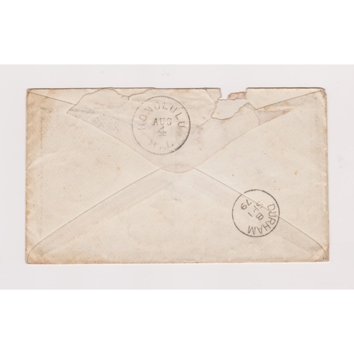 1403 - USA 1879 envelope posted to Durham UK, cancelled 14.8.1879 San Francisco on SG 30 6c green Hawaii st... 