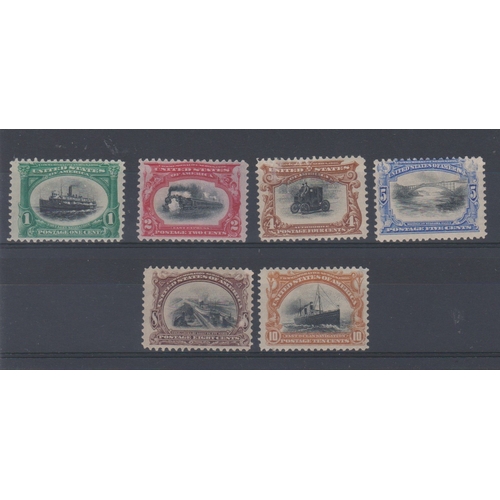 1441 - USA 1901 Pan American Exposition SG 300-305 m/m set, some faults but a complete set. Cat value £500+