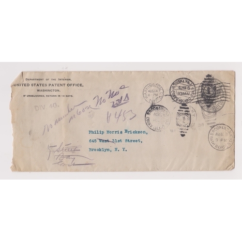 1444 - USA 1911 US Patent office official envelope with official business cachet, cancelled Washington DC 1... 