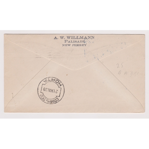 1447 - USA 1939 envelope commemorating the 1st flight FAM18 Trans-Atlantic air mail service annotated New Y... 