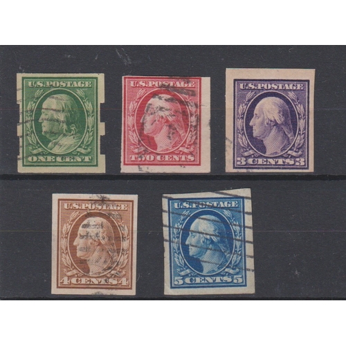 1452 - USA 1908-1910 definitives SG 350-354 used imperf ser, Scott 343-347. Cat £80