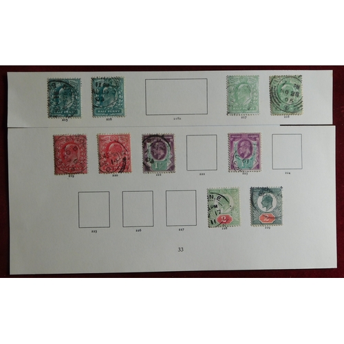 1065 - Great Britain 1902-1913 Edward VII collection of (34) used in the SG 215-314 range on four pages. No... 