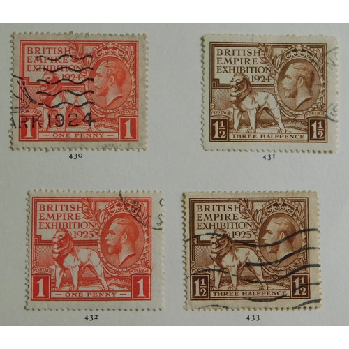 1068 - Great Britain 1924-1936 George V on three pages SG 418-429 used set, British Empire Exhibition SG 43... 