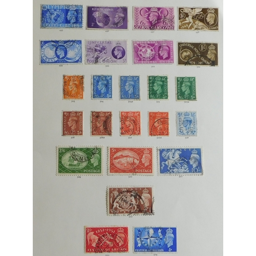 1069 - Great Britain 1937-1951 George VI on three pages, SG 461-514 used. Includes postage sets including w... 