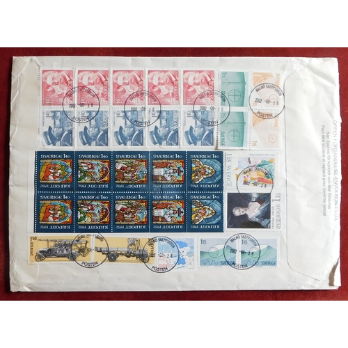 1301 - Sweden 1966-2001 (13) philatelic envelopes posted to the UK with range of postage 1966-2001, include... 