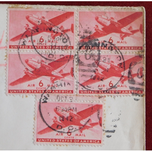 1459 - USA 1941-42 group of four War Department official envelopes posted to Peal & Co., London with a vari... 