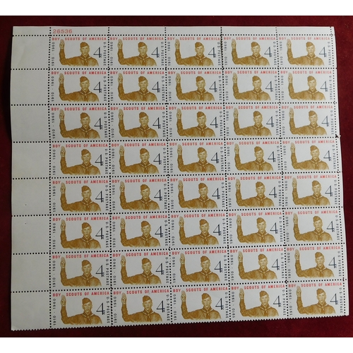 1465 - USA 1960 50th Anniv of American Boy Scouts u/m sheet of 40 SG 1144 4c Boy Scout stamps with 5 sheets... 