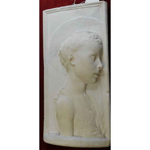 684 - Sculpture of Saint John the Baptist as a child bas-relief in plaster of Paris. Buyer collects